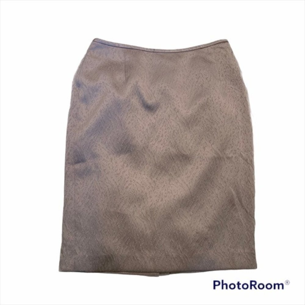 Nipon Boutiqe Women's Size 8 Petite Pencil Skirt Textured Light Gray Sheen Lined